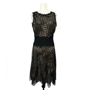 TADASHI SHOJI Lasercut Overlay Sleeveless Dress